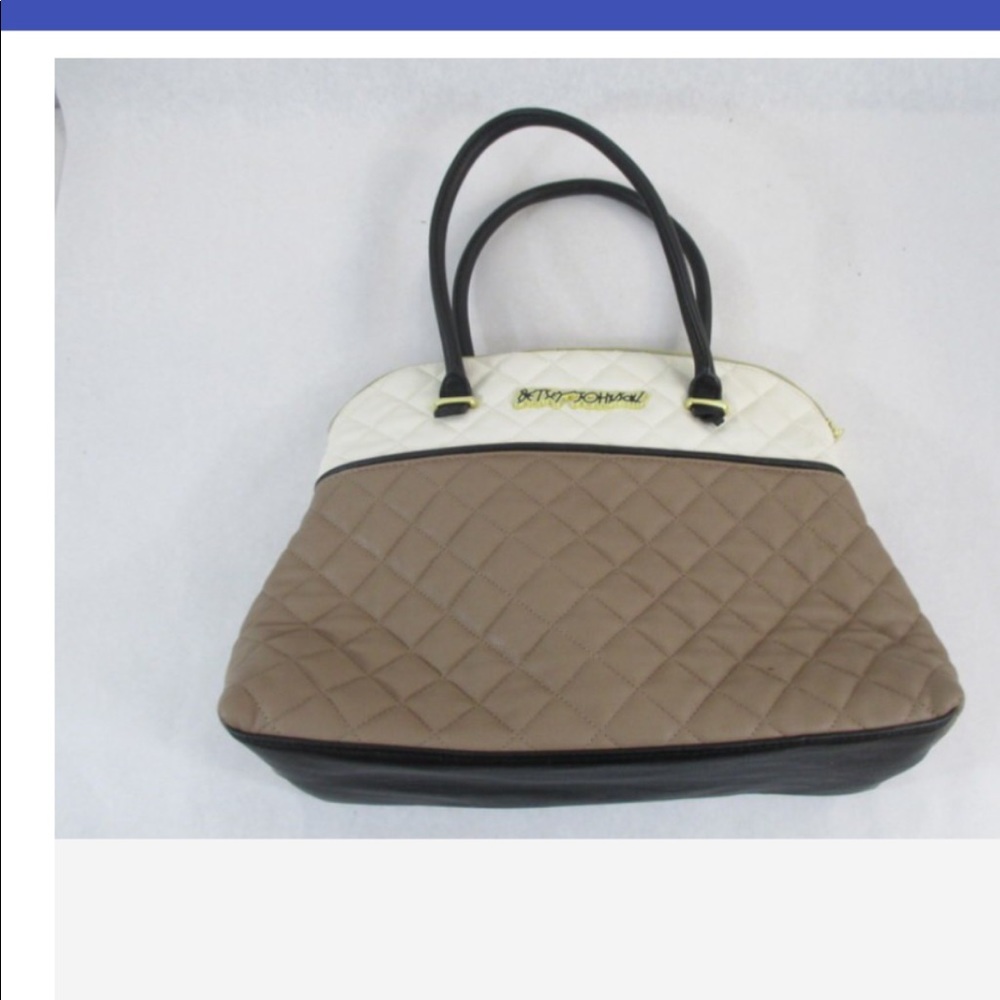 Betsey Johnson white and tan purse